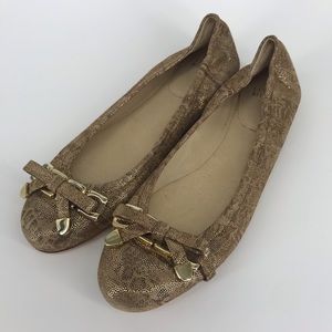 STUART WEITZMAN Gold Metallic Ballet Flats